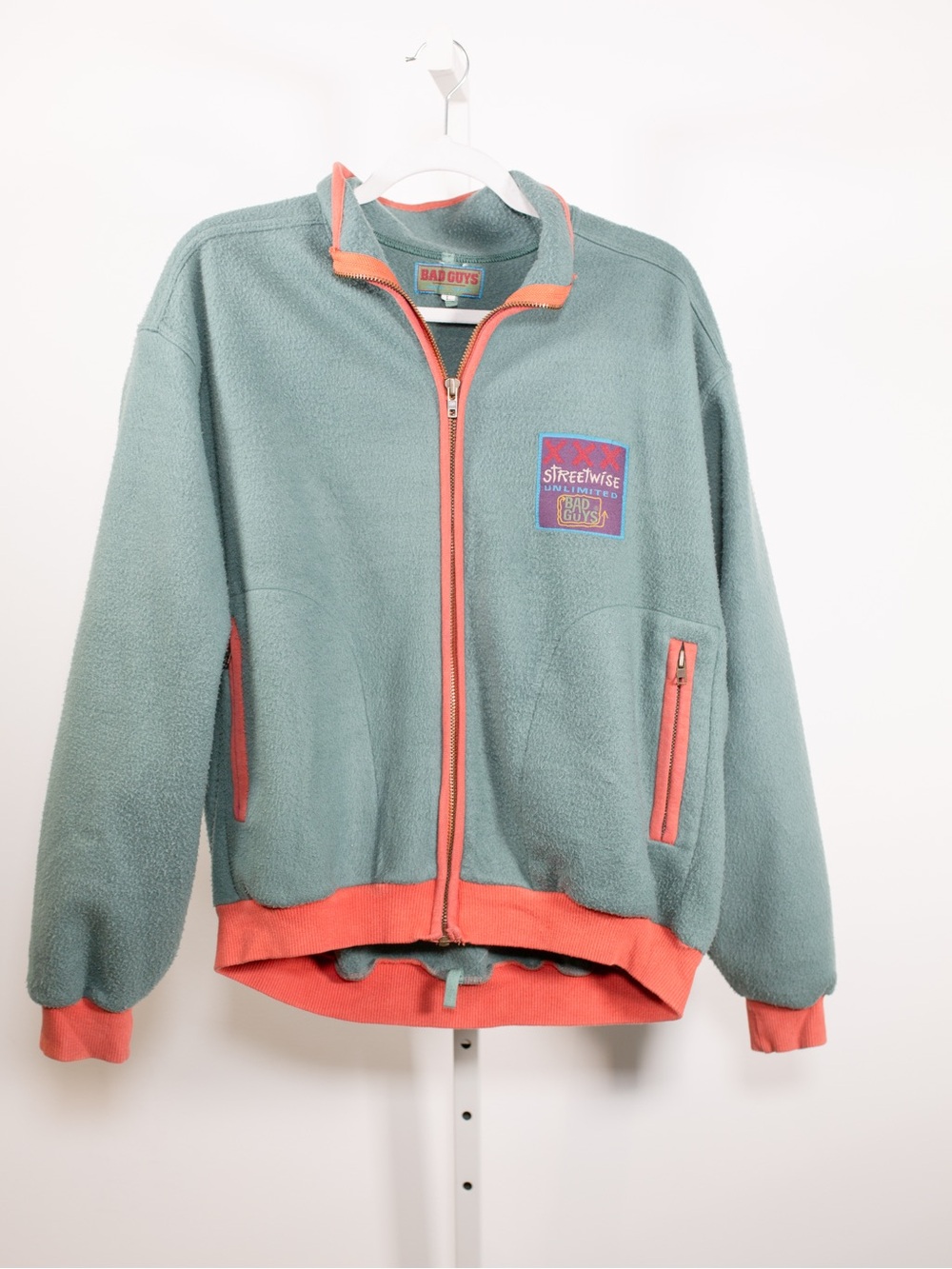 Bad Guys Green Fleece Jacket with Coral Trim